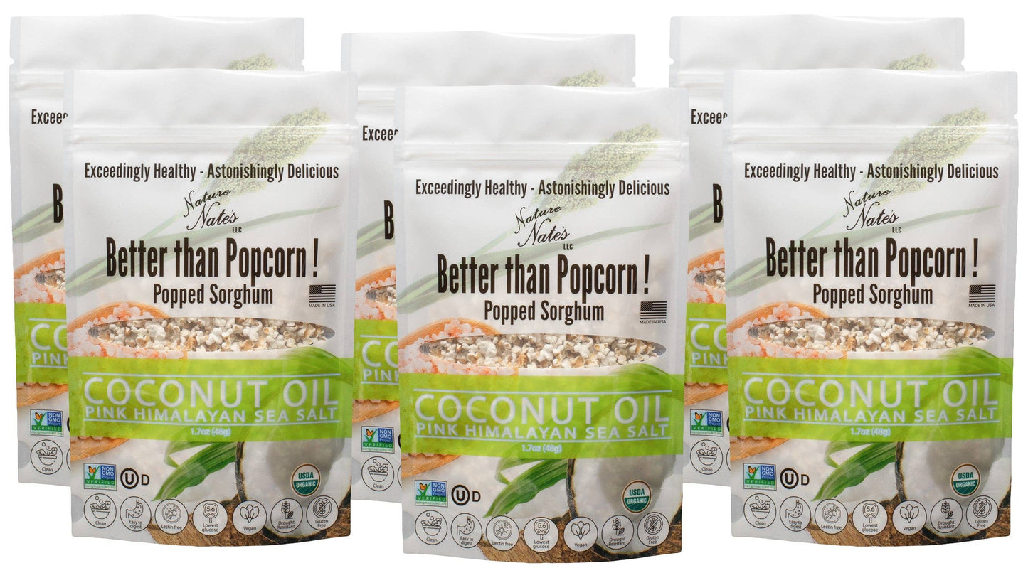 Organic Popped Sorghum Coconut Oil Pink Himalayan Sea Salt