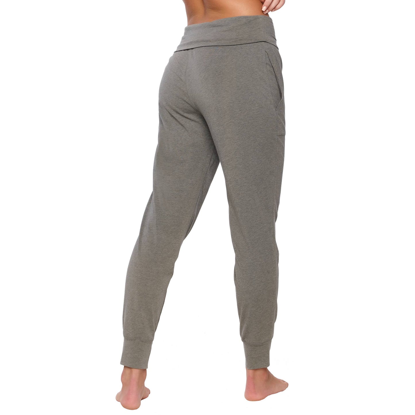 Organic Cotton Stretch Fold-Waist Joggers - Slate