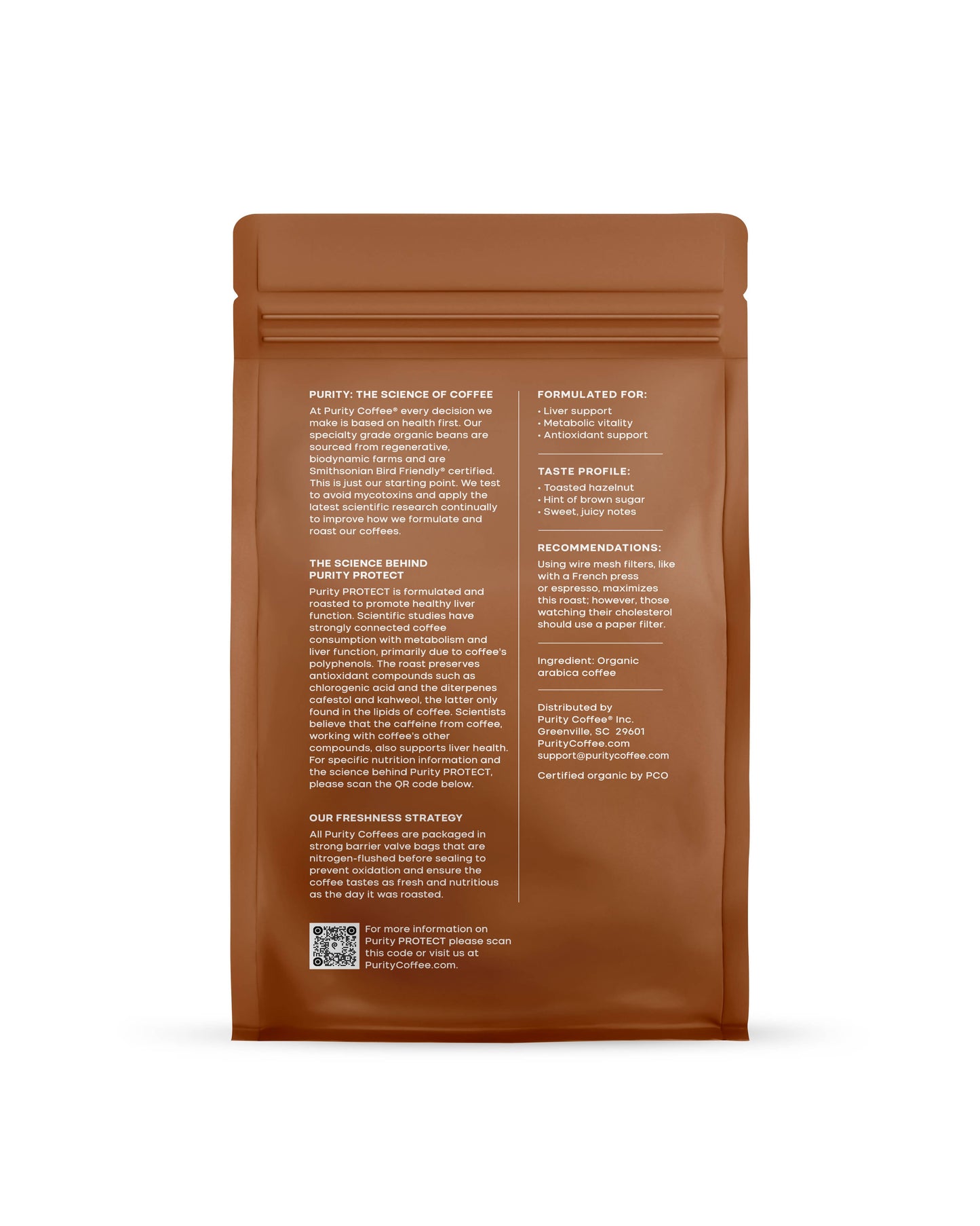Purity Coffee: PROTECT - light-medium roast whole bean coffee 12 oz