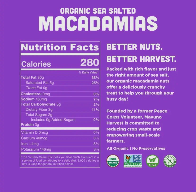 Organic macadamias - 4 oz