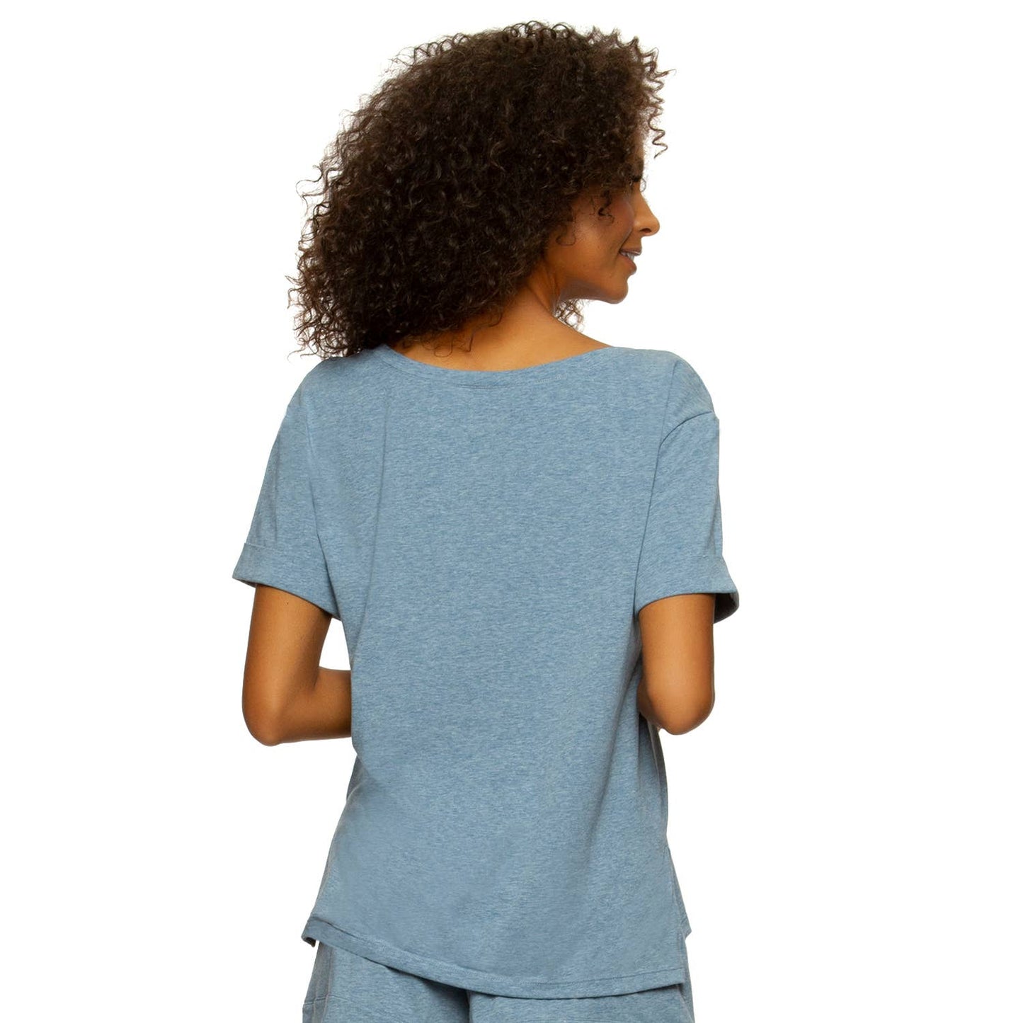 Organic Cotton Stretch Scoop-Neck Tee - Sky