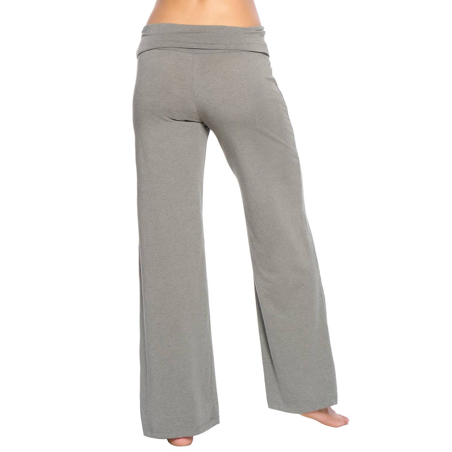 Organic Cotton Stretch Wide Leg Roll Over Pant - Slate