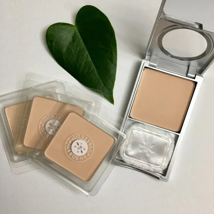 Honeybee Gardens pressed mineral powder foundation compact w/ puff