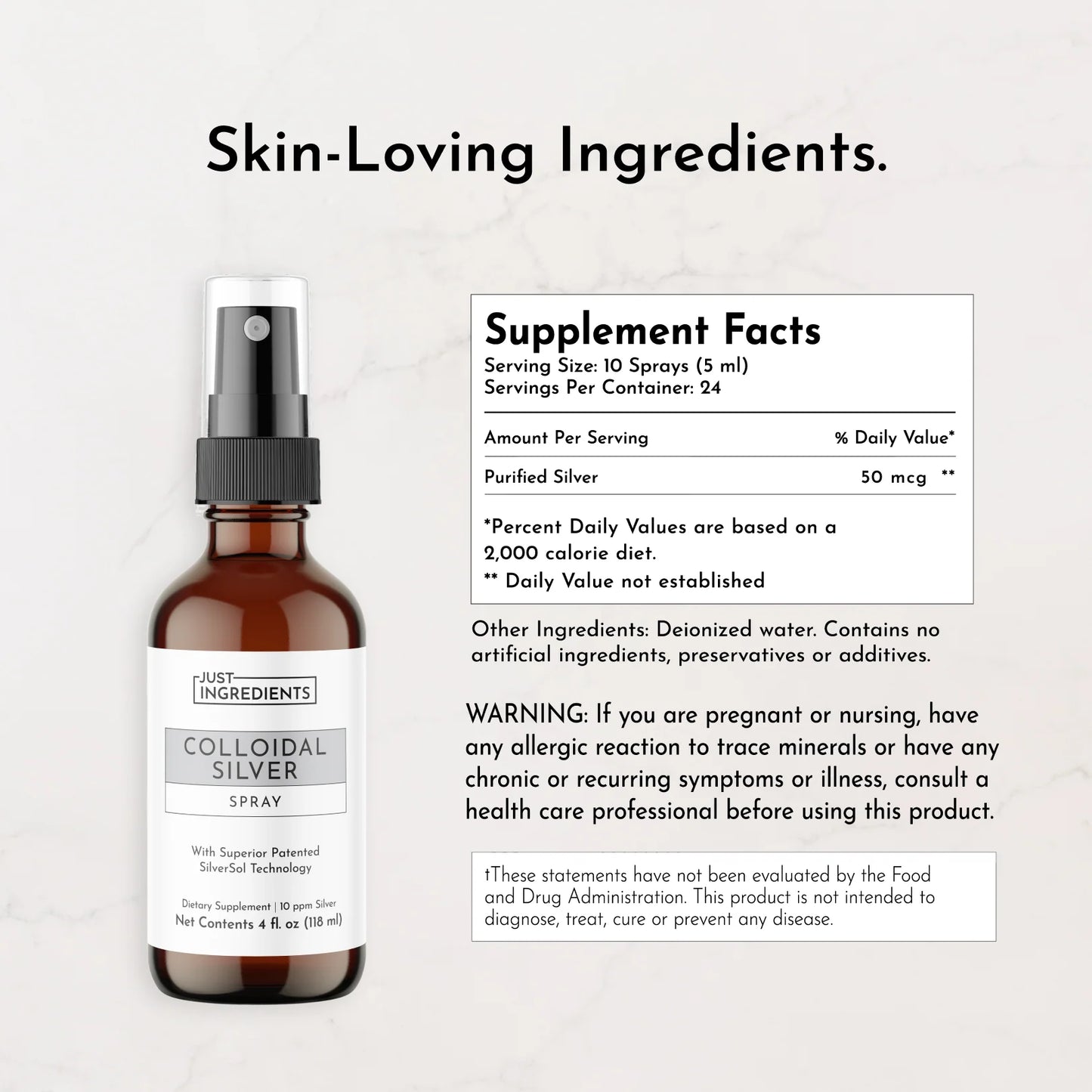 Just Ingredients colloidal silver spray