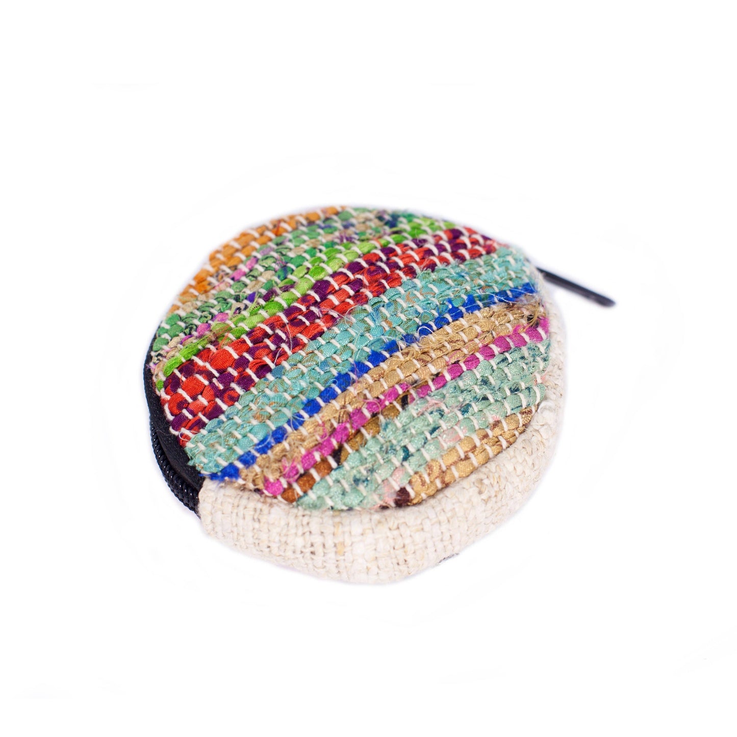 Round Upcycled Sari Coin Purse