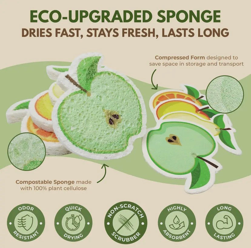 Biodegradable sponge - fruit shapes 4-pack