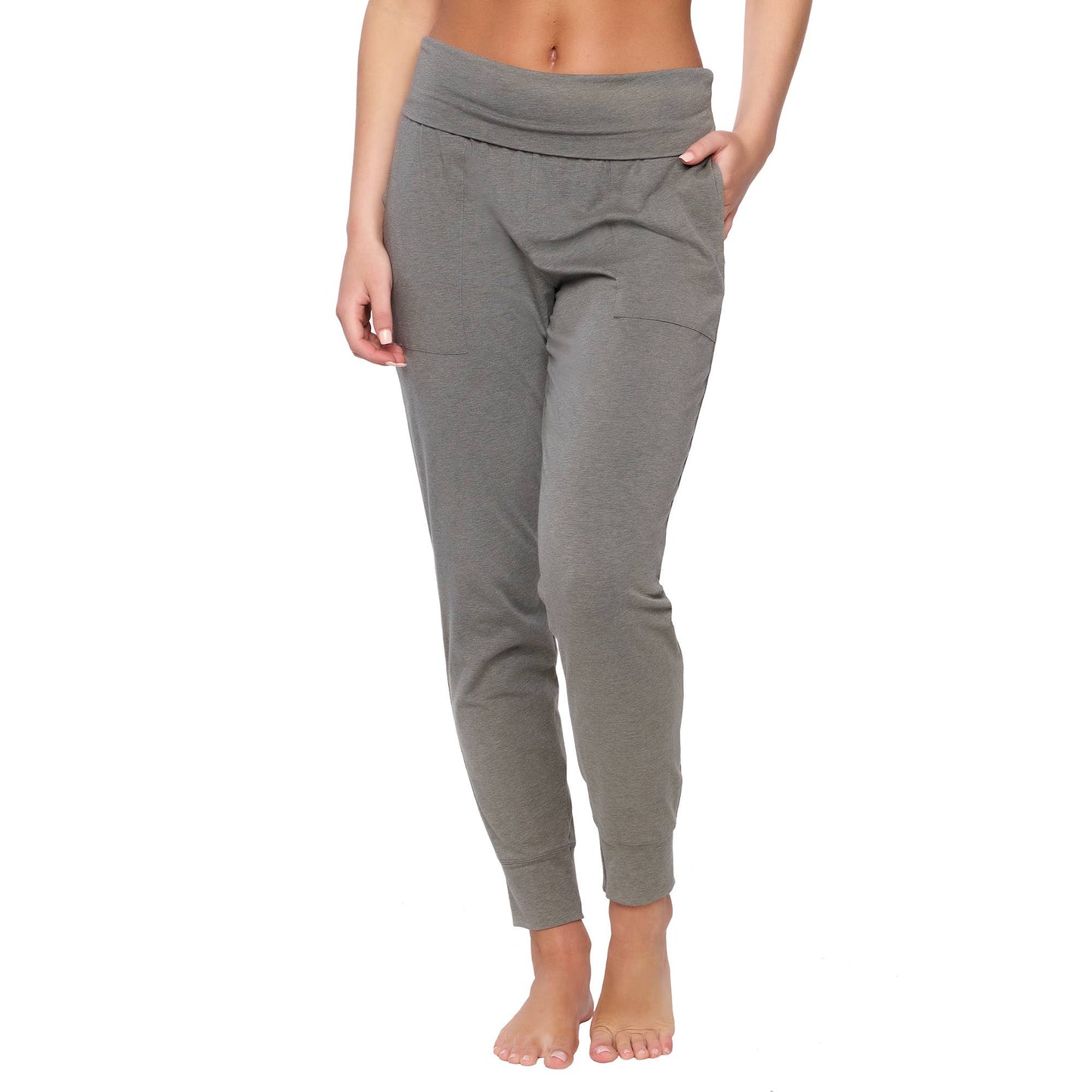 Organic Cotton Stretch Fold-Waist Joggers - Slate