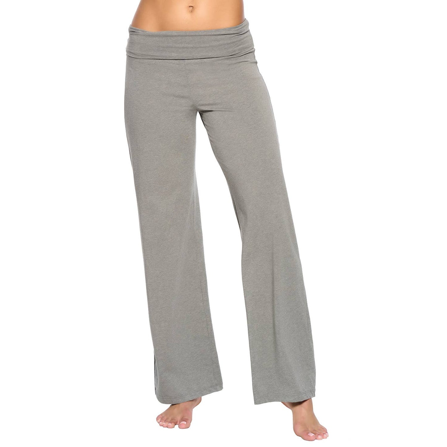 Organic Cotton Stretch Wide Leg Roll Over Pant - Slate