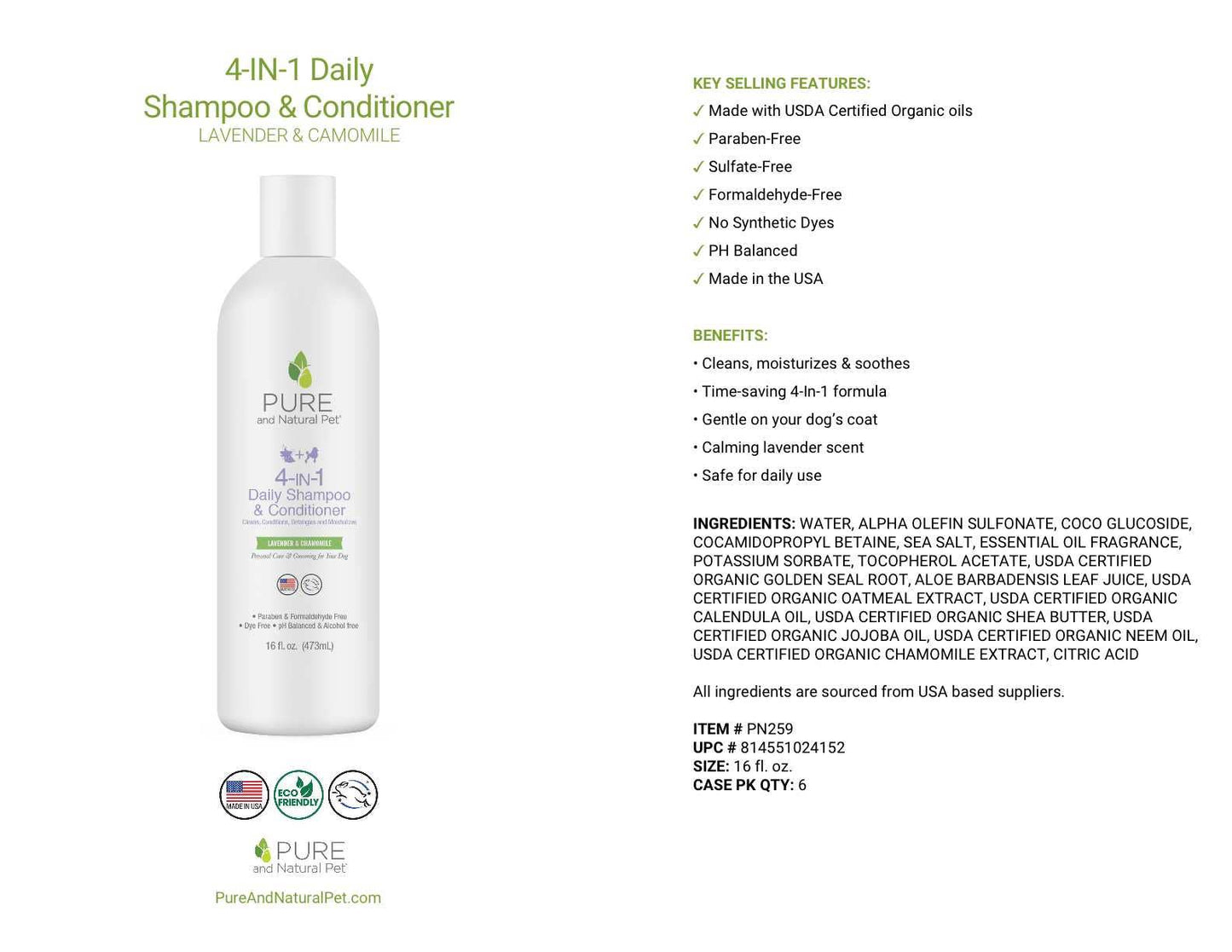 4-in-1 Daily Shampoo and Conditioner for Dogs