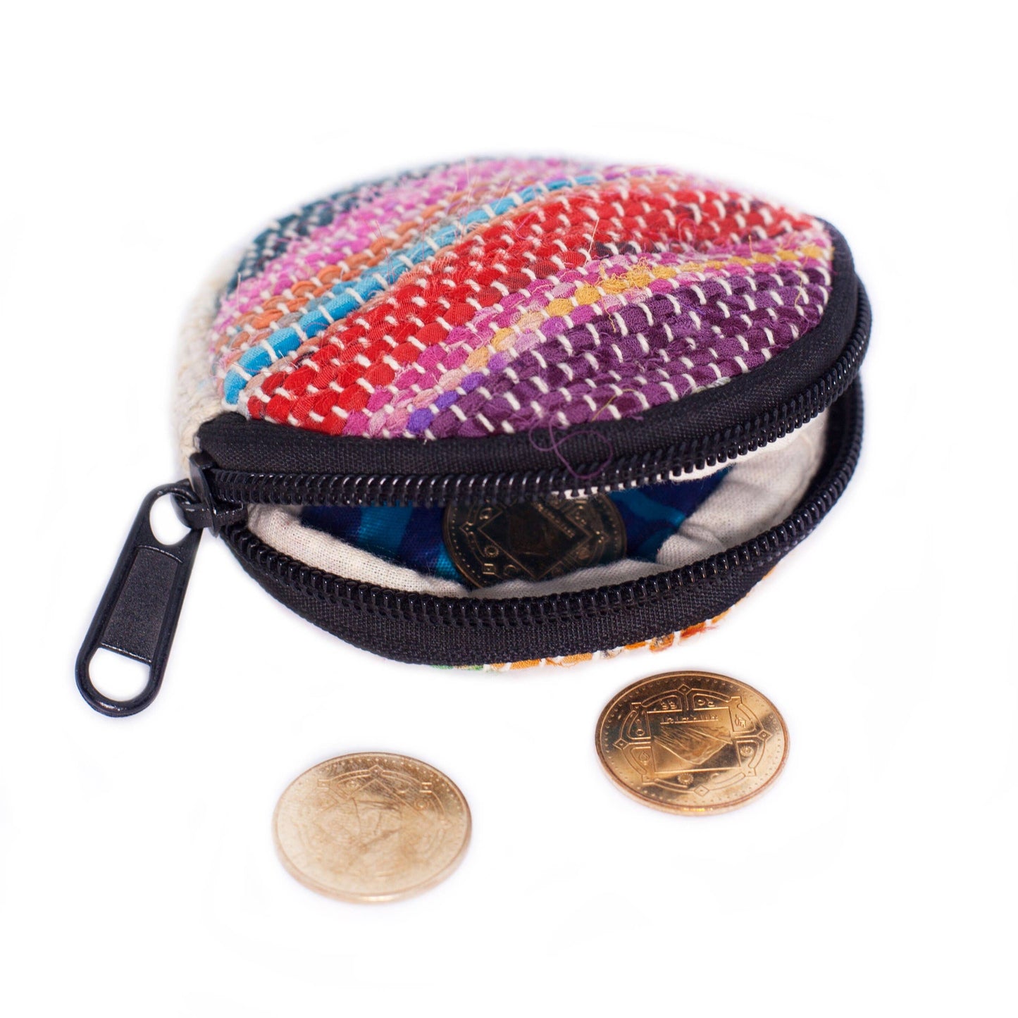 Round Upcycled Sari Coin Purse
