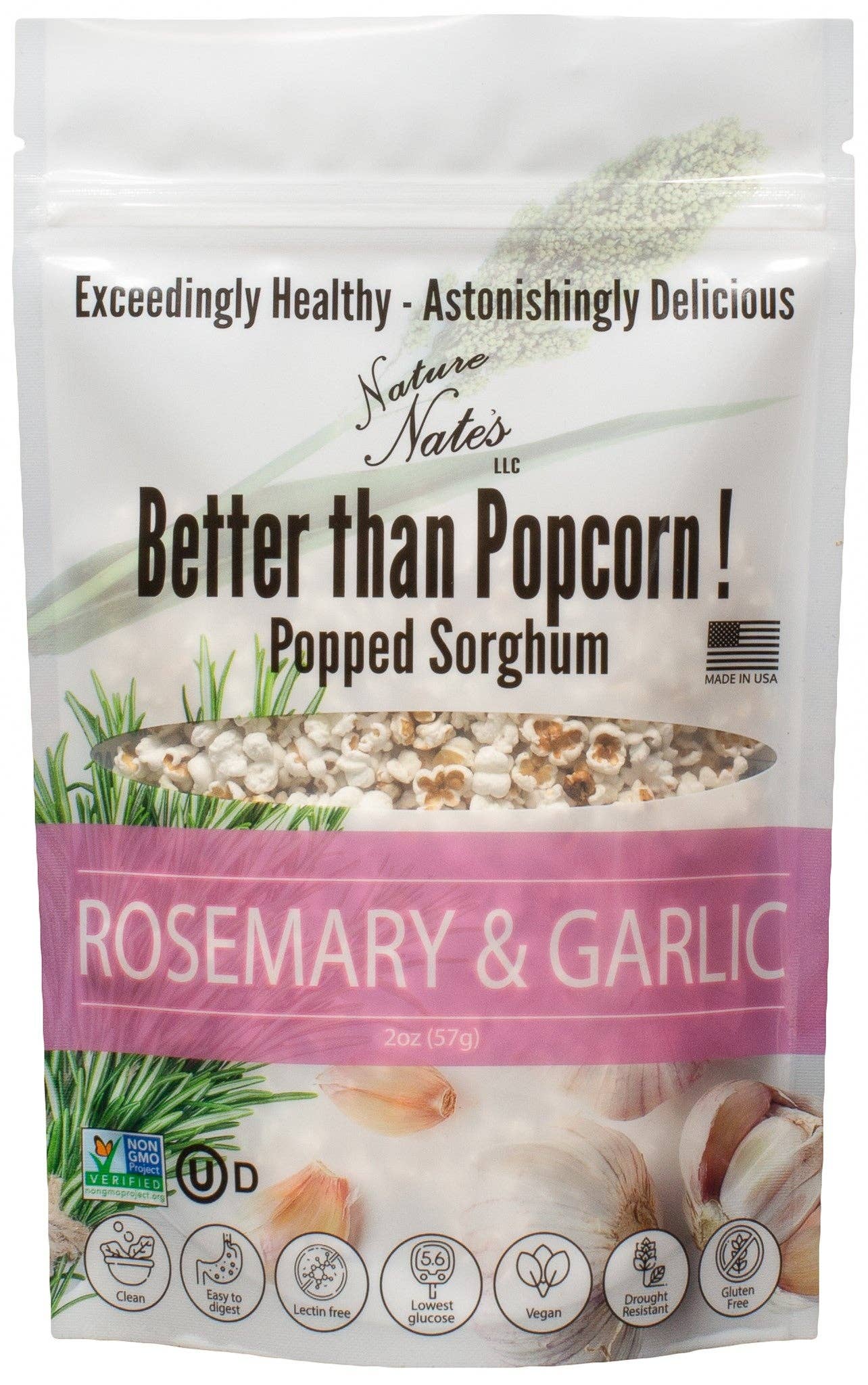 Popped Sorghum Rosemary Garlic
