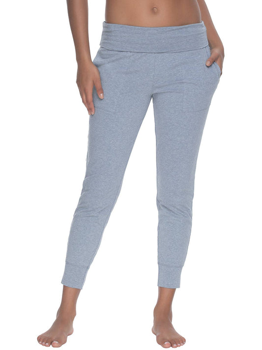 Organic Cotton Stretch Fold-Waist Joggers - Sky