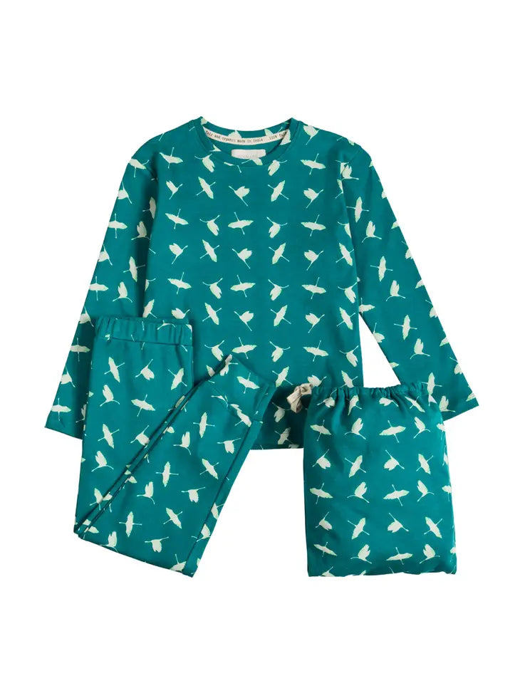 Kids organic pajamas - birds