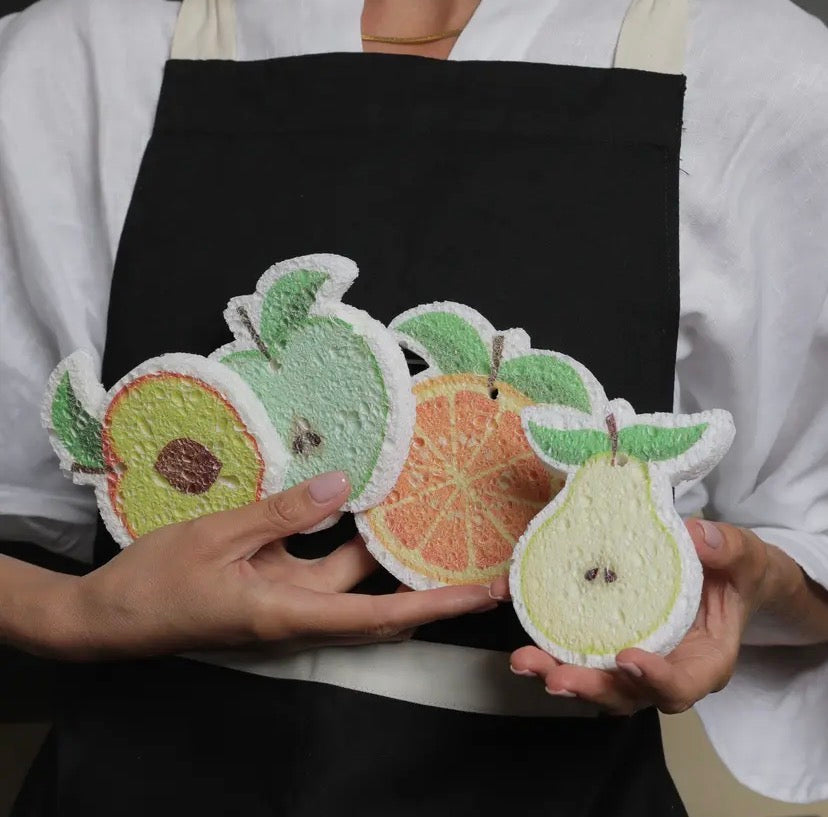 Biodegradable sponge - fruit shapes 4-pack
