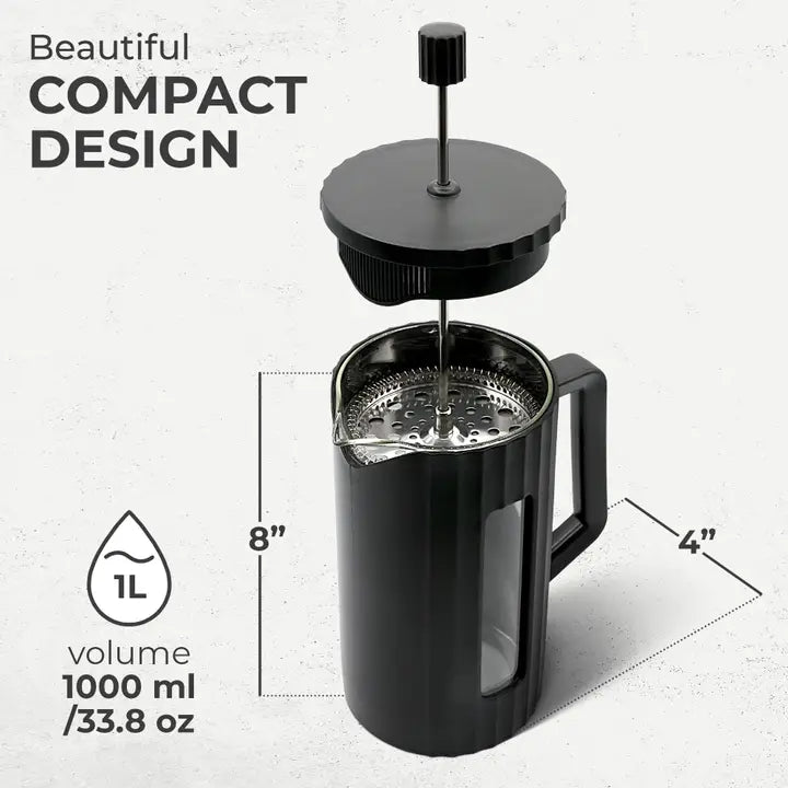 Kaffe large french press coffee maker, black