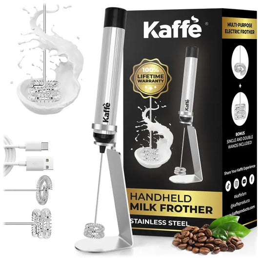 Kaffe handheld milk frother with stand