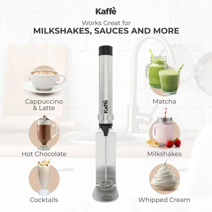 Kaffe handheld milk frother with stand