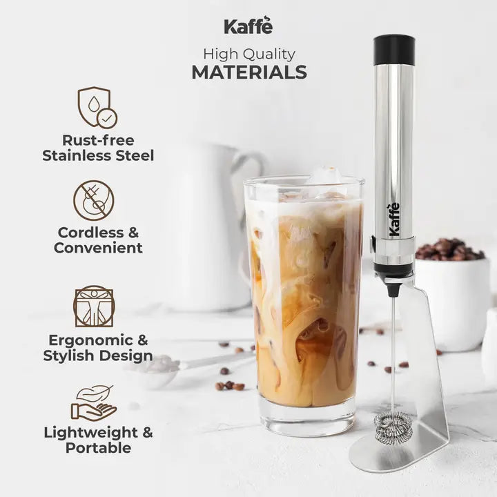 Kaffe handheld milk frother with stand