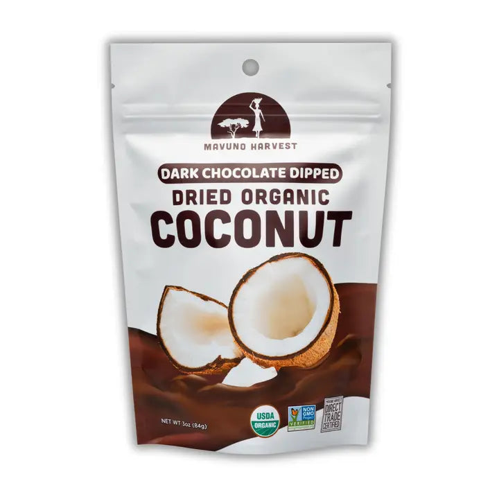 Mavuno Harvest organic dark chocolate dipped coconut