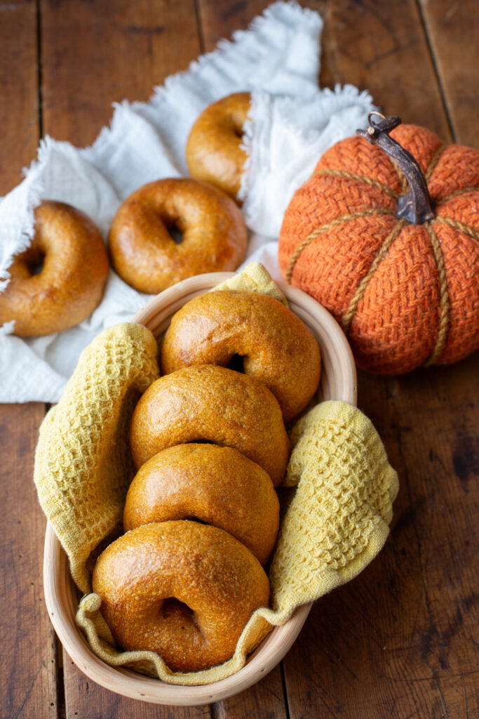 Organic sourdough pumpkin bagels - half dozen