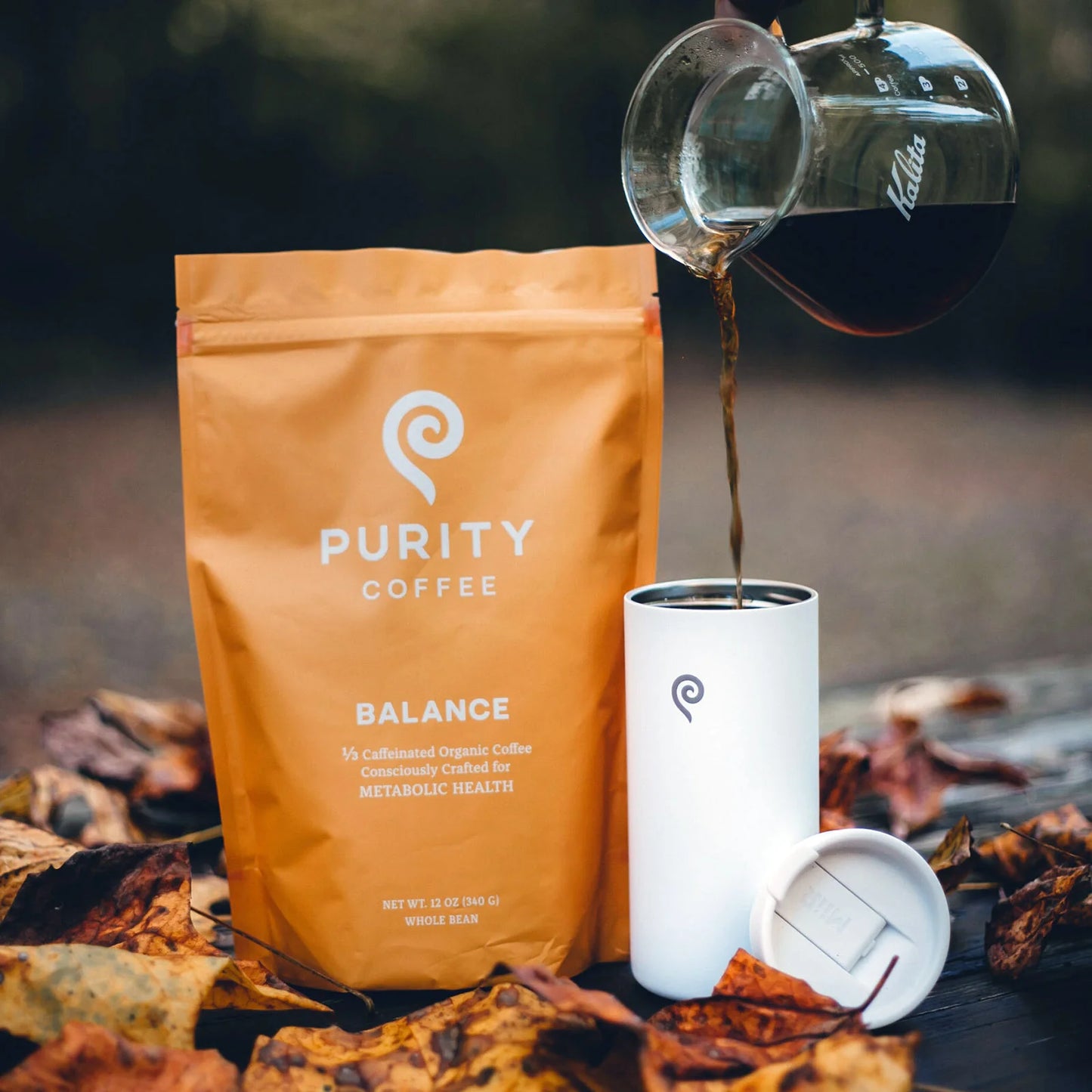 Purity Coffee: BALANCE - 1/3 caff whole bean coffee 12 oz