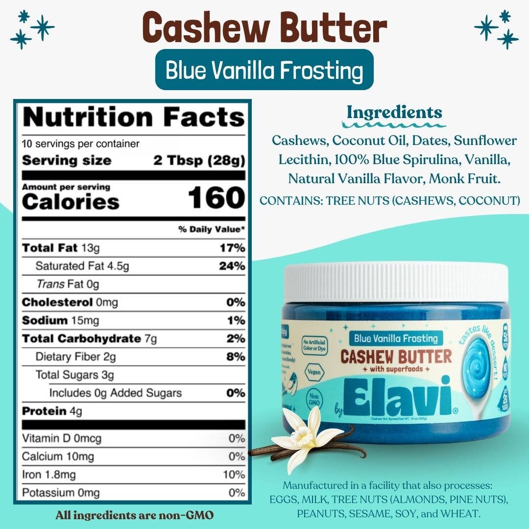 Blue Vanilla Cashew Butter w/ Spirulina
