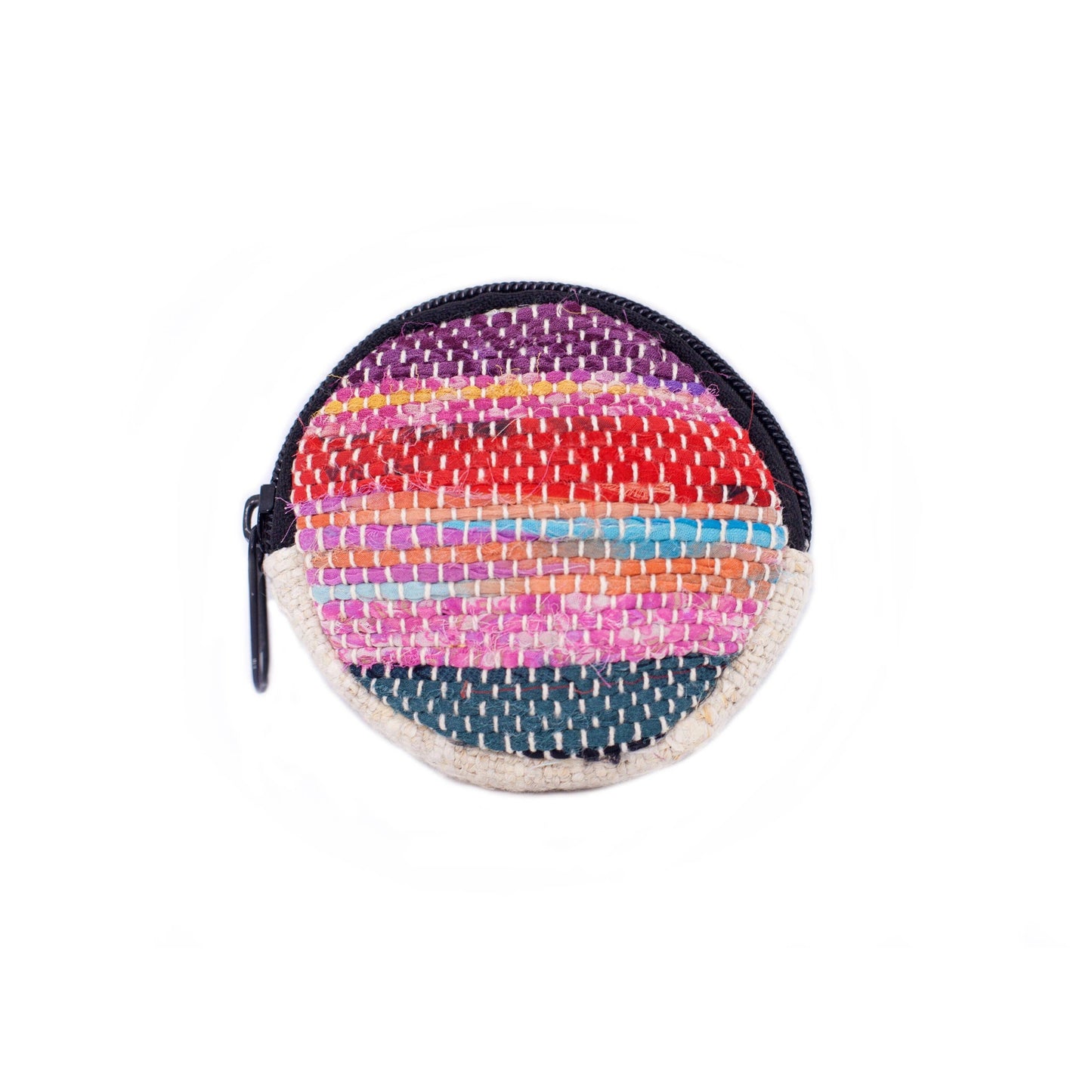 Round Upcycled Sari Coin Purse