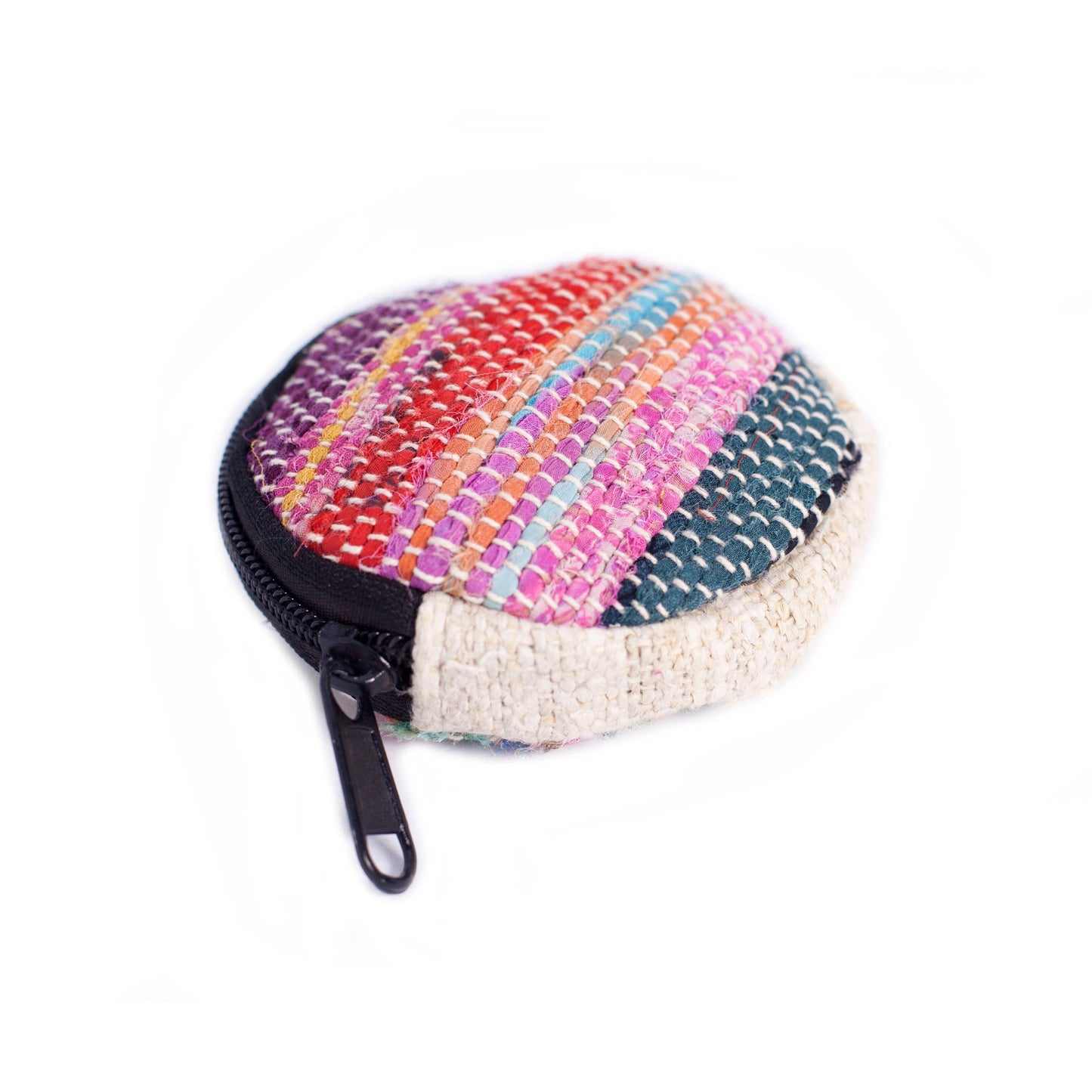 Round Upcycled Sari Coin Purse