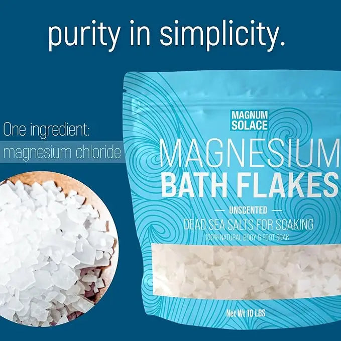 Magnesium bath flakes, dead sea bath salts, unscented 3 lbs