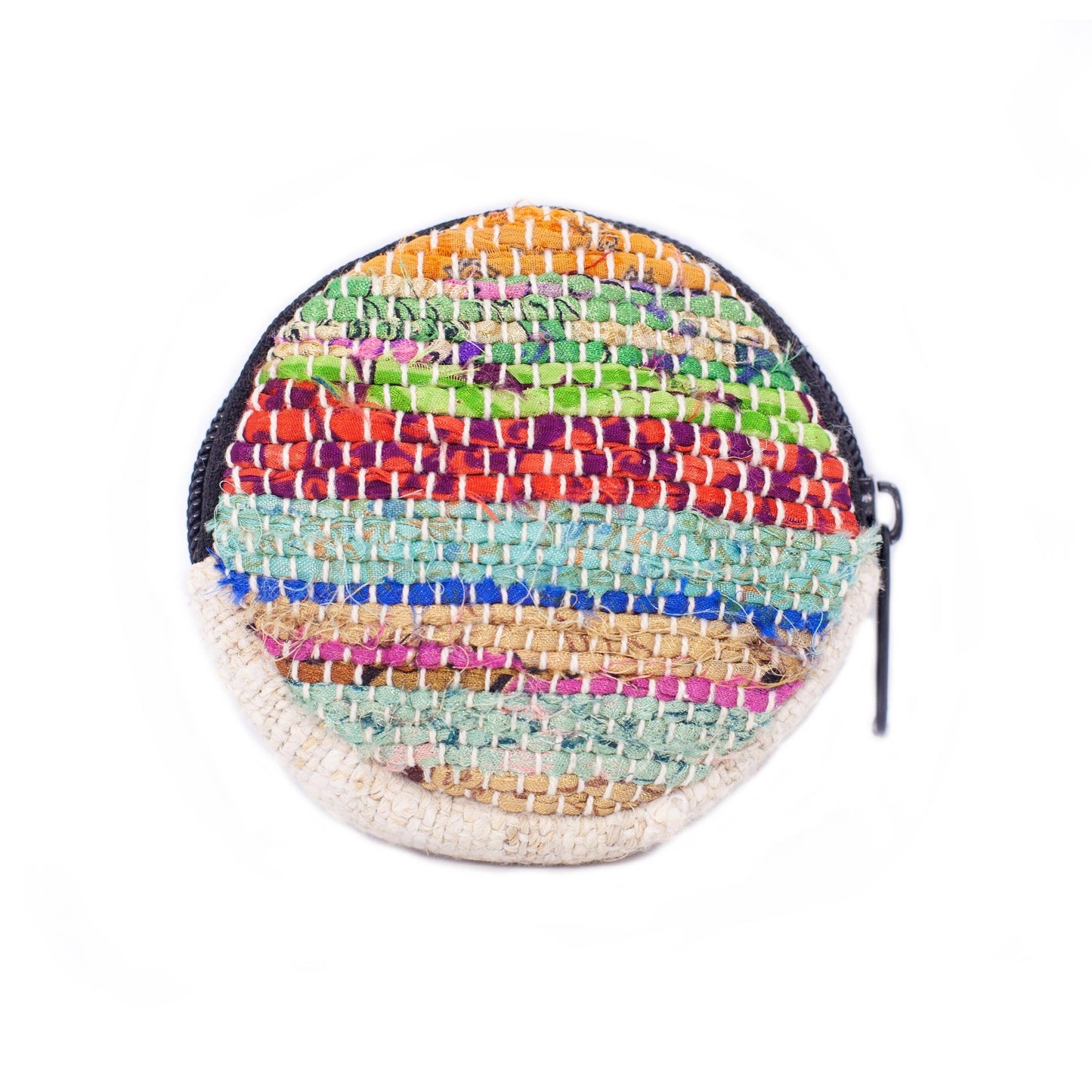 Round Upcycled Sari Coin Purse