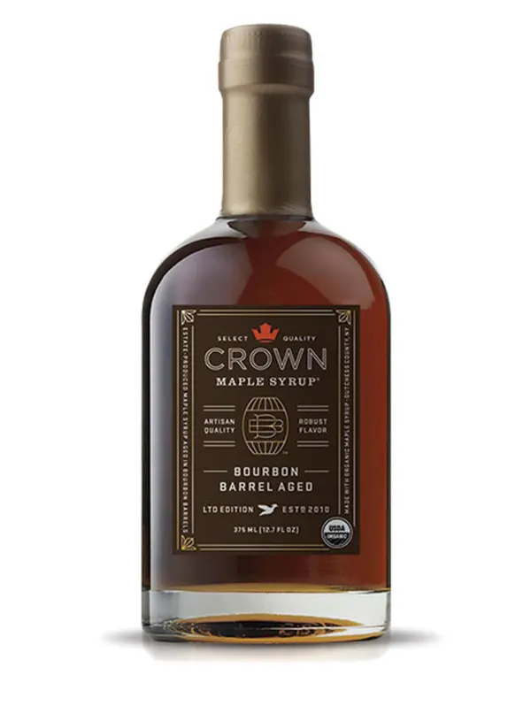 Crown Maple organic bourbon barrel aged maple syrup